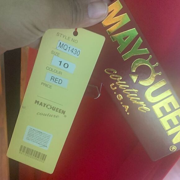 May Queen Red Halter couture formal dress Size 10 - Picture 4 of 6